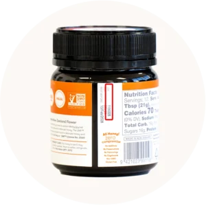 An example of where to find the lot number on a UMF 10+ Manuka Honey Jar